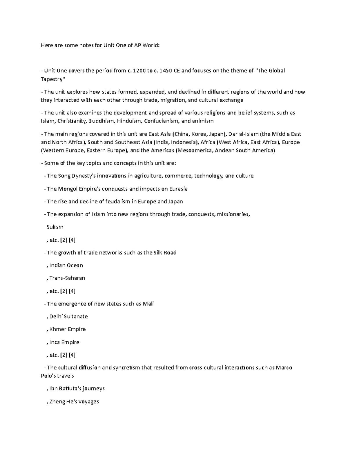 Fiveable Ap World Unit 1 - gkvtvyw