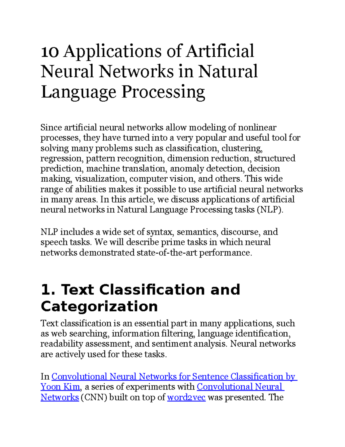 10 Applications of Artificial Neural Networks in Natural Language ...