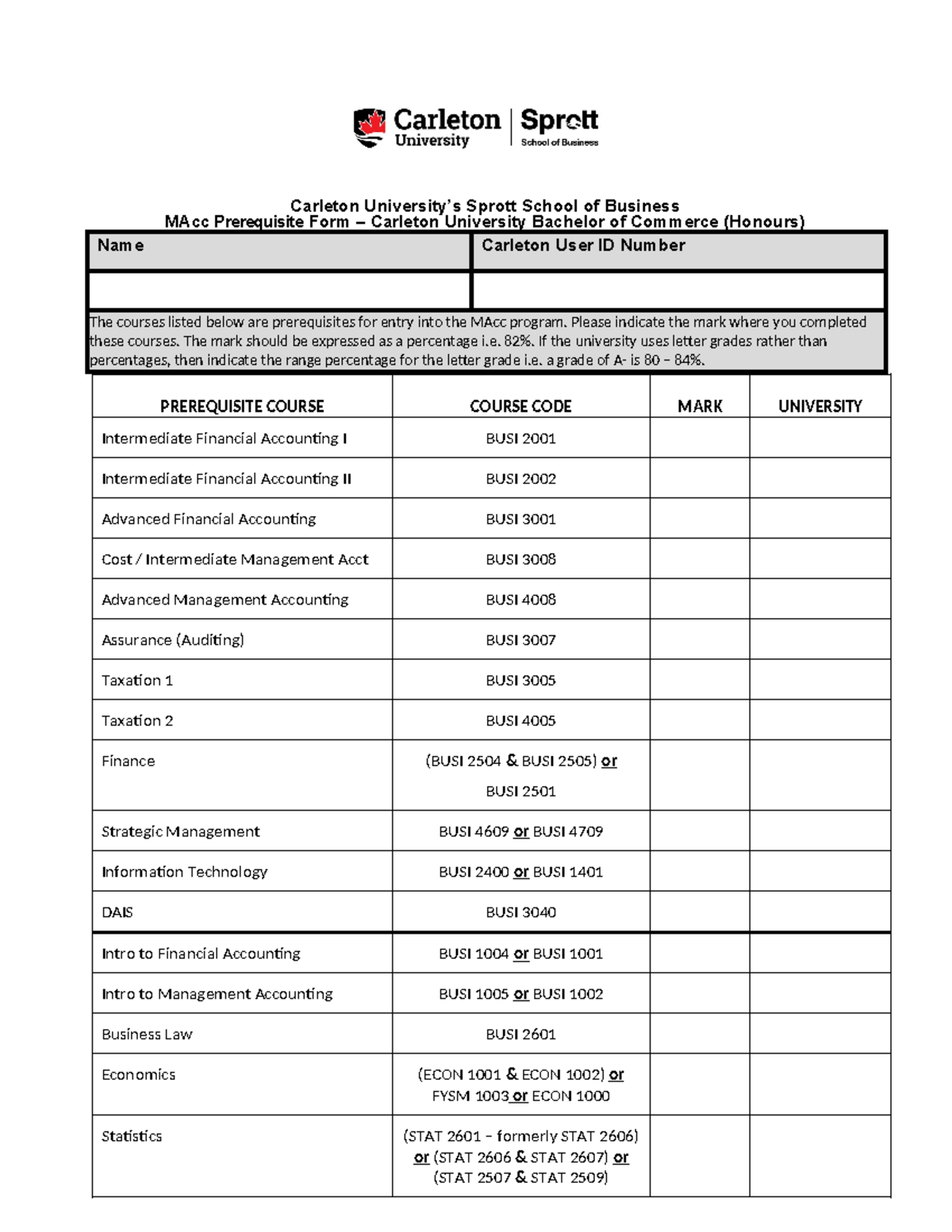Carleton-BComm - these are lecture notes or course practice problems ...