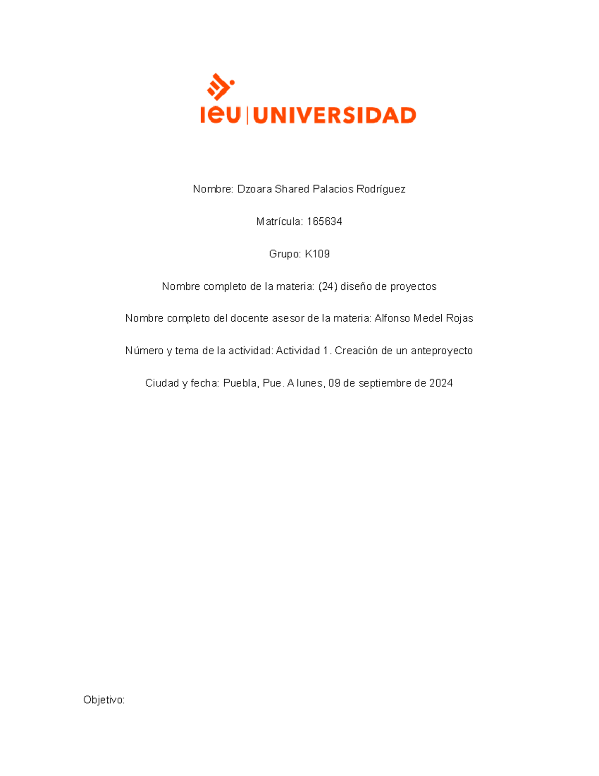 Actividad+1 - creación de un ante proyecto - Nombre: Dzoara Shared ...