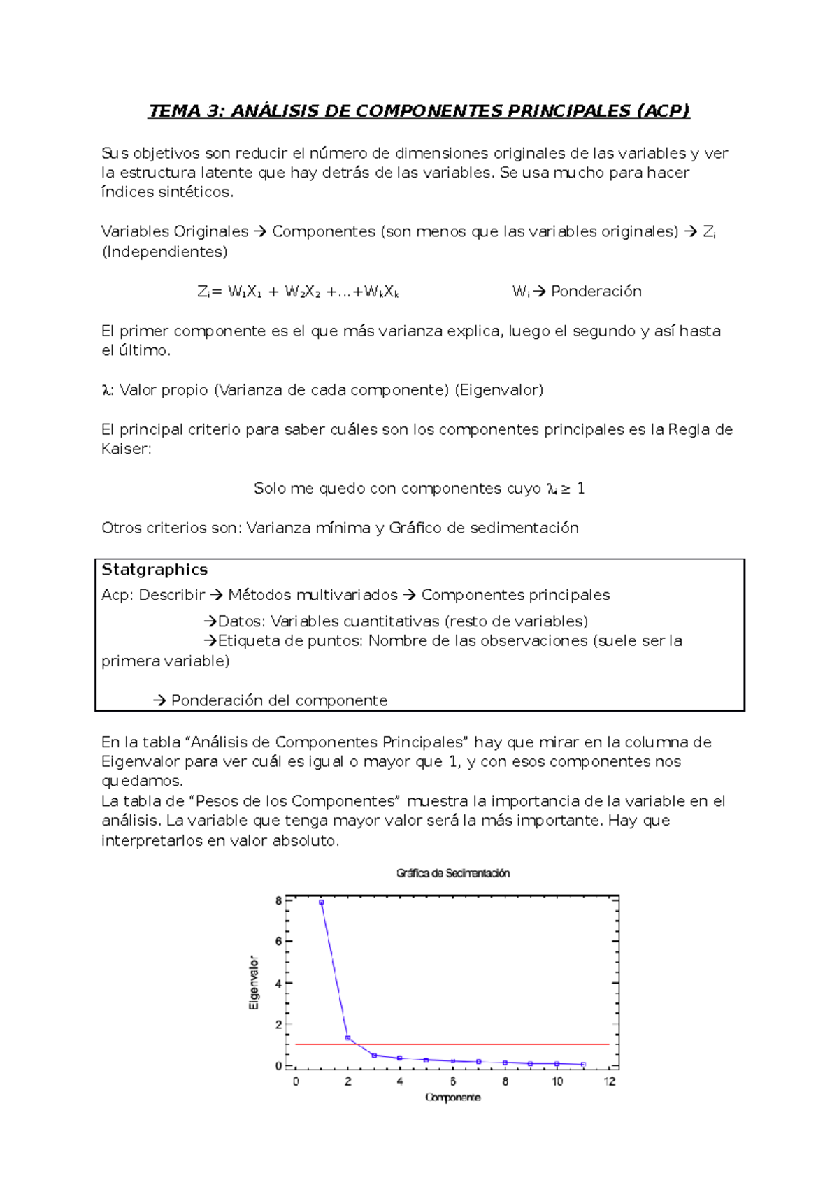 Tema 3 Analisis De Datos Tema 3 AnÁlisis De Componentes Principales Acp Sus Objetivos Son 3107