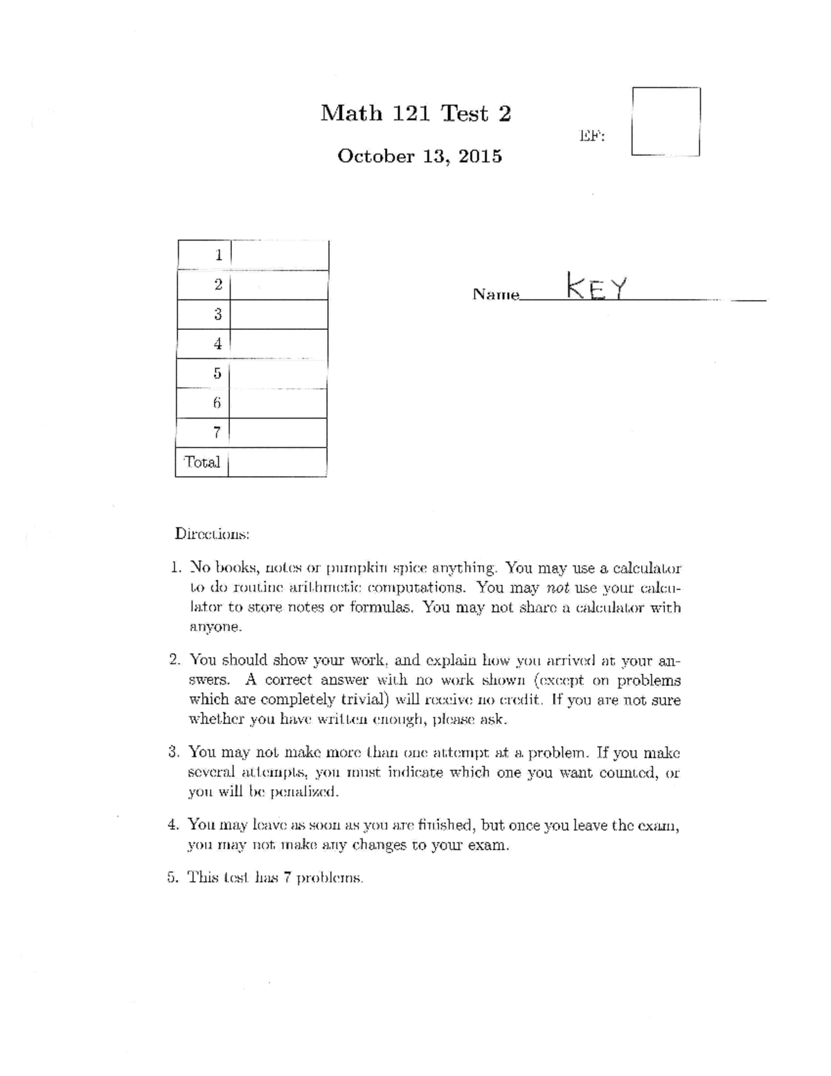 Exam 2 - 2015 Practice Paper Answers - MATH 121 - Studocu