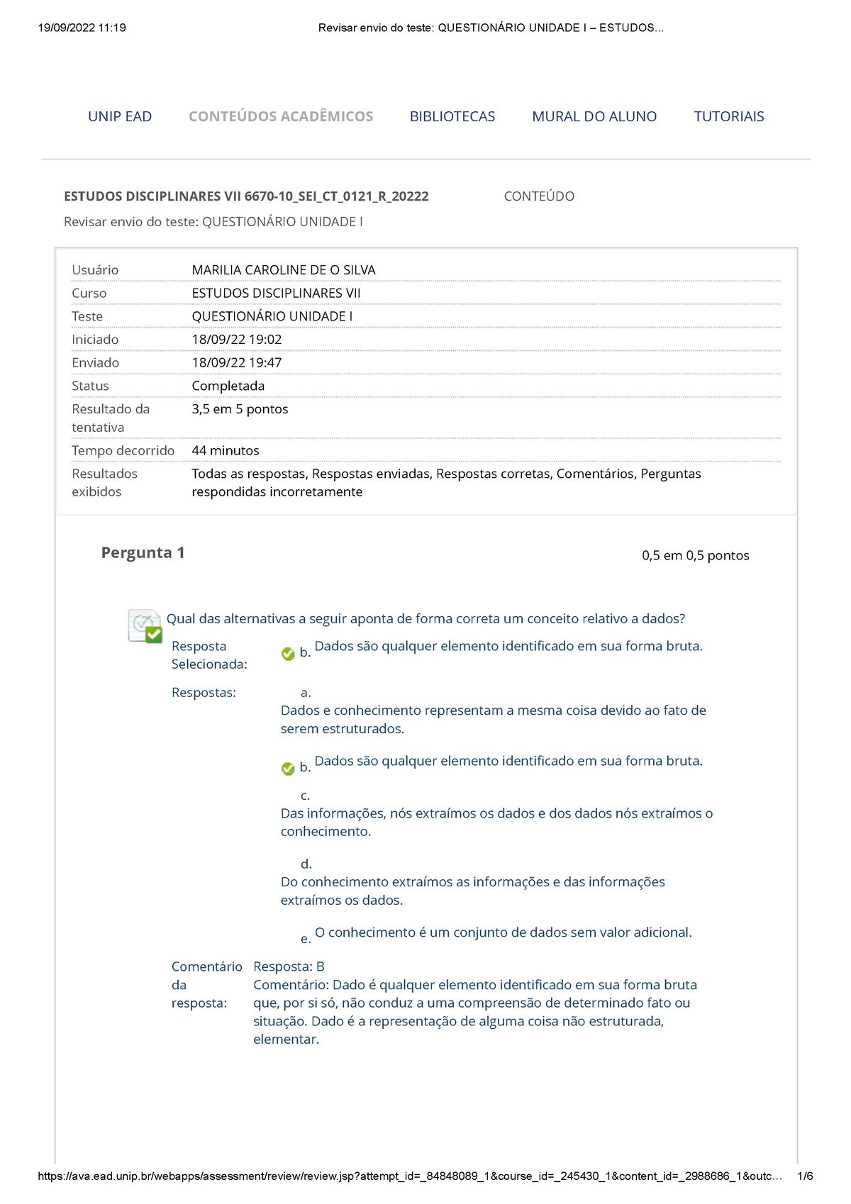 Revisar Envio Do Teste Questionário Unidade I – Estudos - Revisar Envio ...