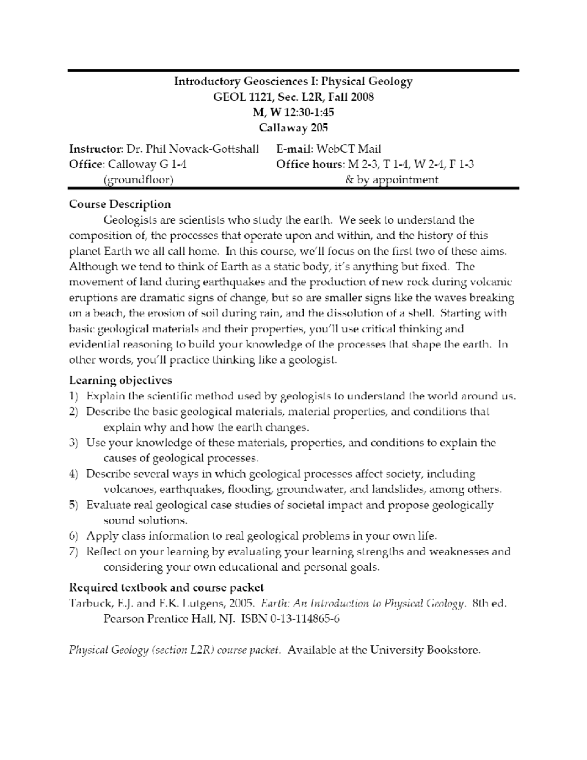 Introductory Geosciences I Physical Geology GEOL 1121, Sec. L2R - GLY ...