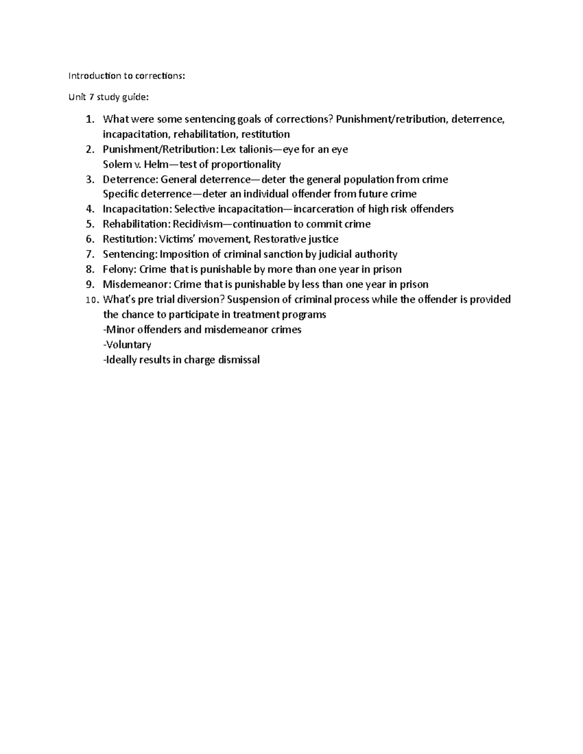 Intro To Corrections Unit 7 Study Guide Introduction To Corrections Intro To Corrections Unit 7 Study Guide Introduction To Corrections