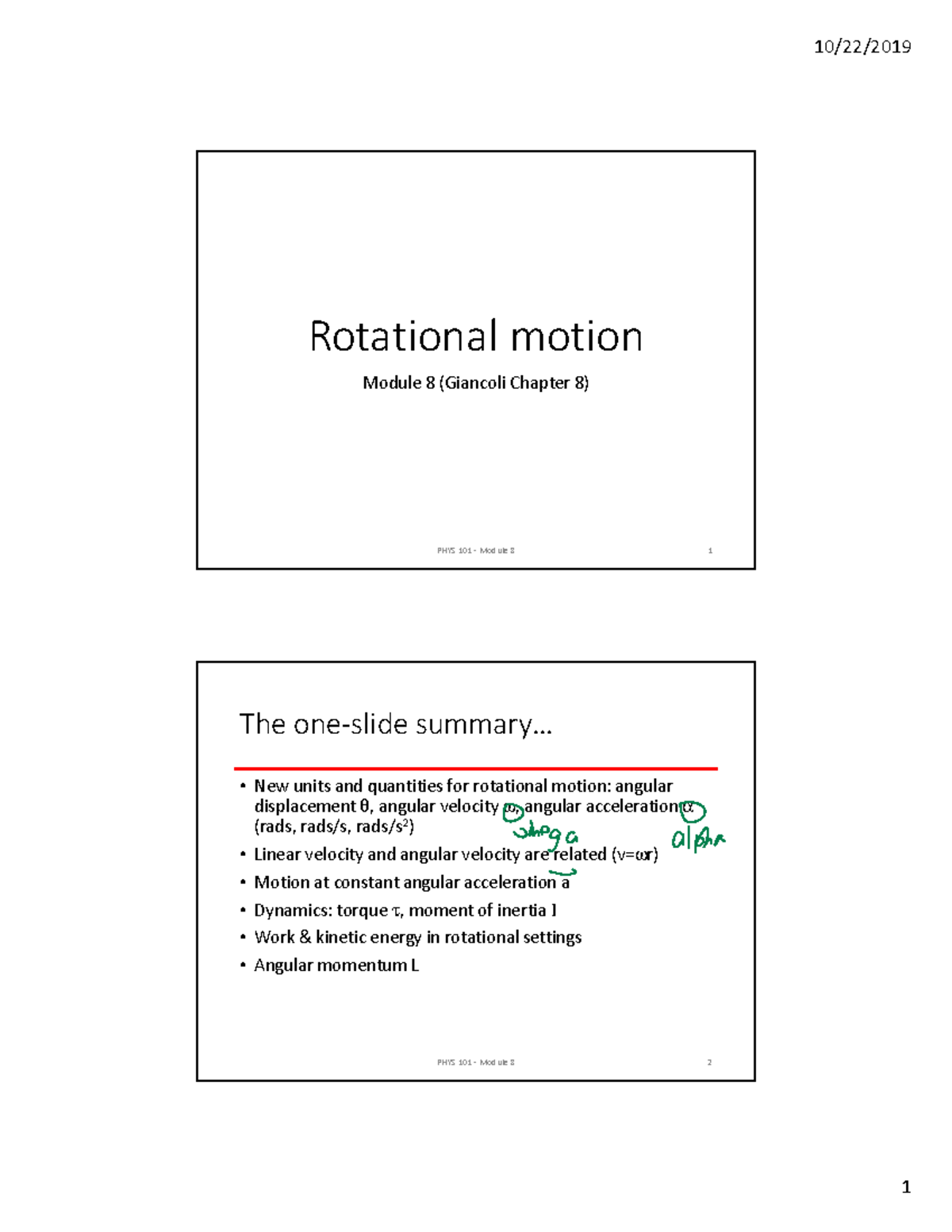 Module 8 - Rotational-Motion Pre Lecture - Rotational Motion Module 8 ...