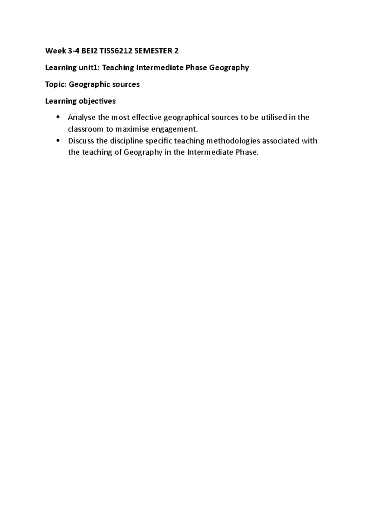 Week 3-4 BEI2 6212 Semester 2 - Week 3-4 BEI2 TISS6212 SEMESTER 2 ...