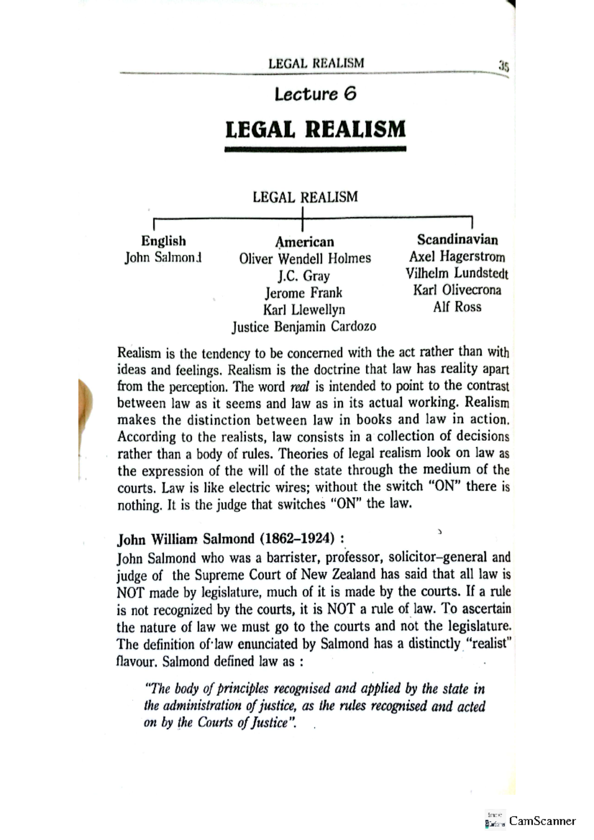 Realism jurisprudence - LEGAL REALISM 35 Lecture 6 LEGAL REALISM LEGAL ...
