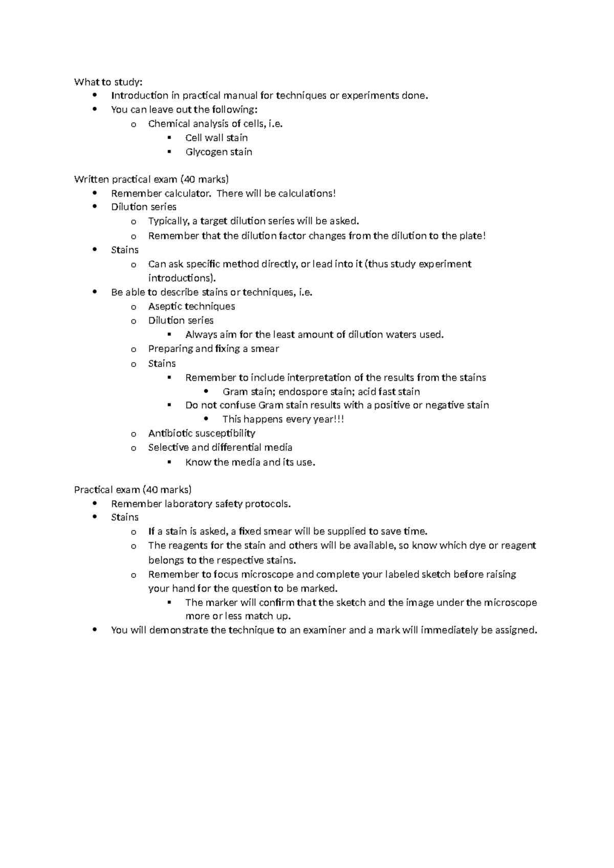 Prac exam - Notes for students - What to study: Introduction in ...