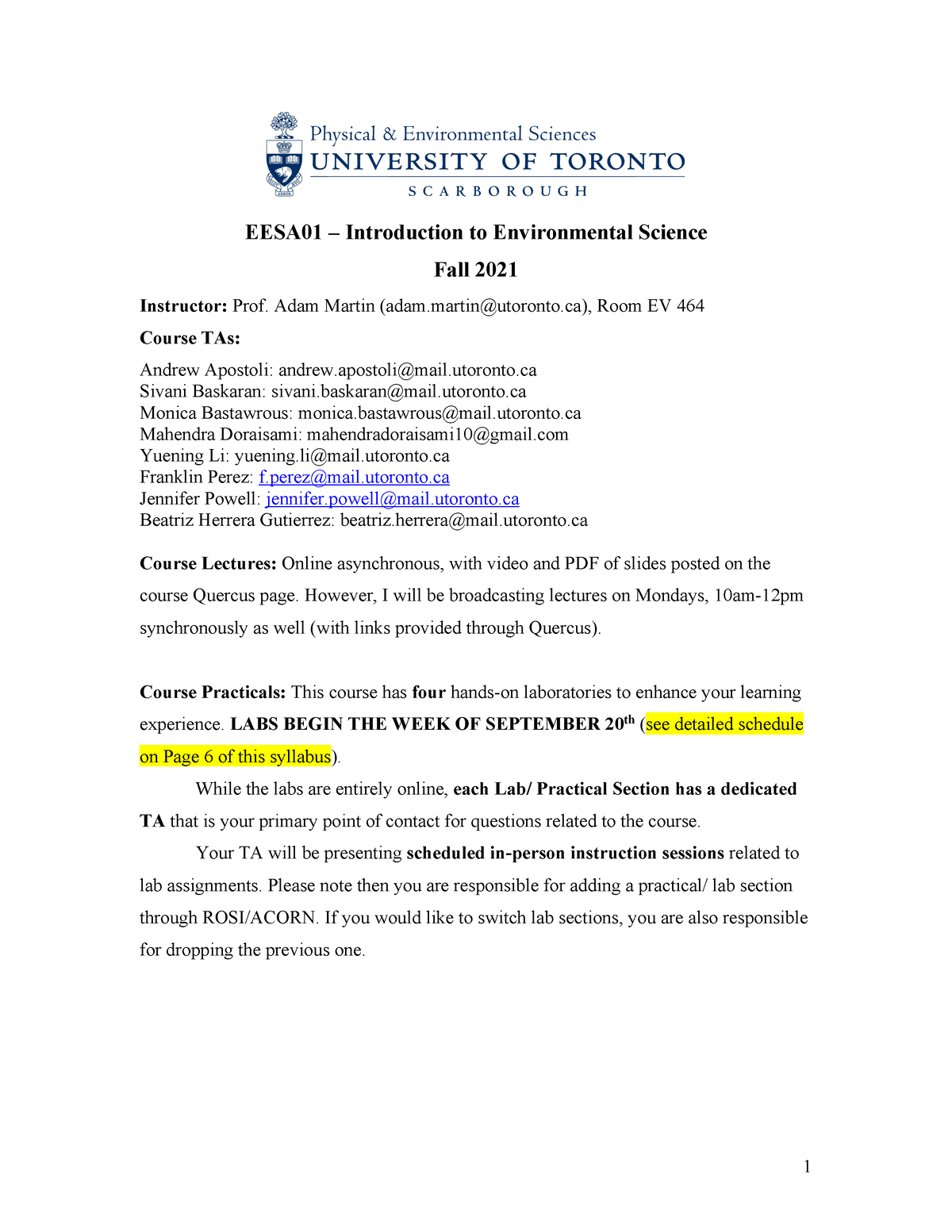 Chapter 10 Laboratory 2: Weather  EESA01 Laboratory Manual Introduction to  Environmental Science