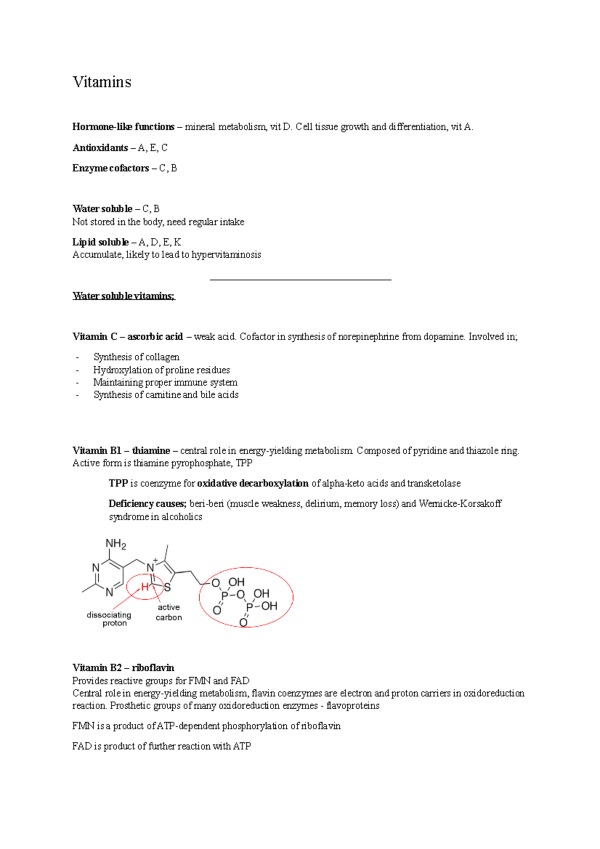9 Vitamins notes and summary from lectures and seminars easy for memorization and for the