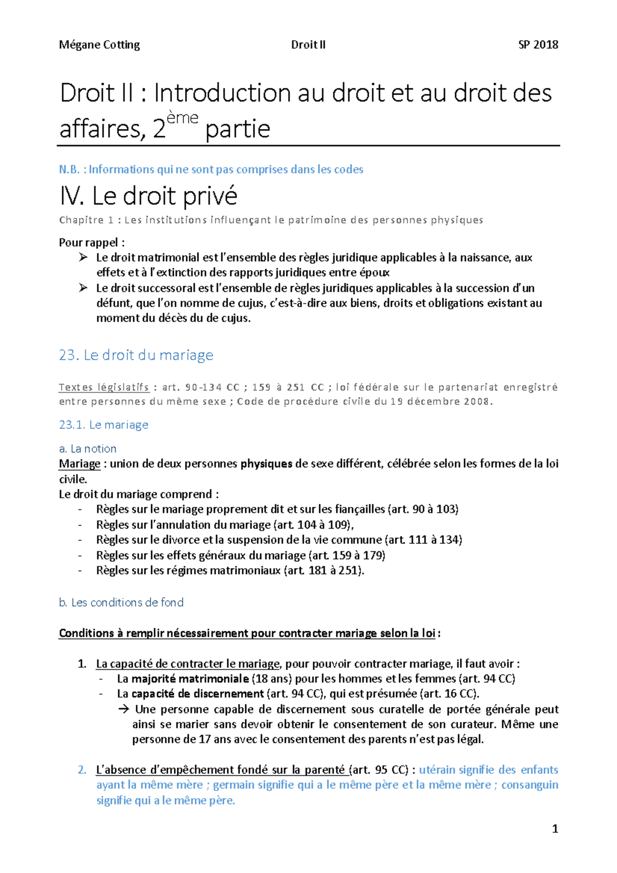 Résumé droit II - Notes cours - Droit II : Introduction au droit et au ...
