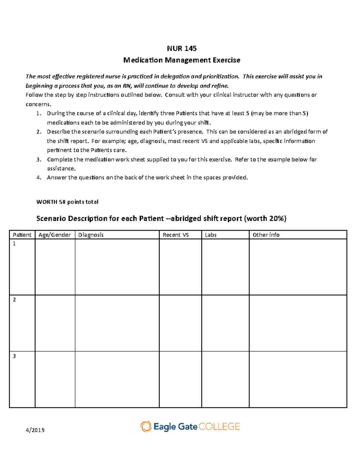 Medication Assignment assignment - NUR131-10 - Studocu