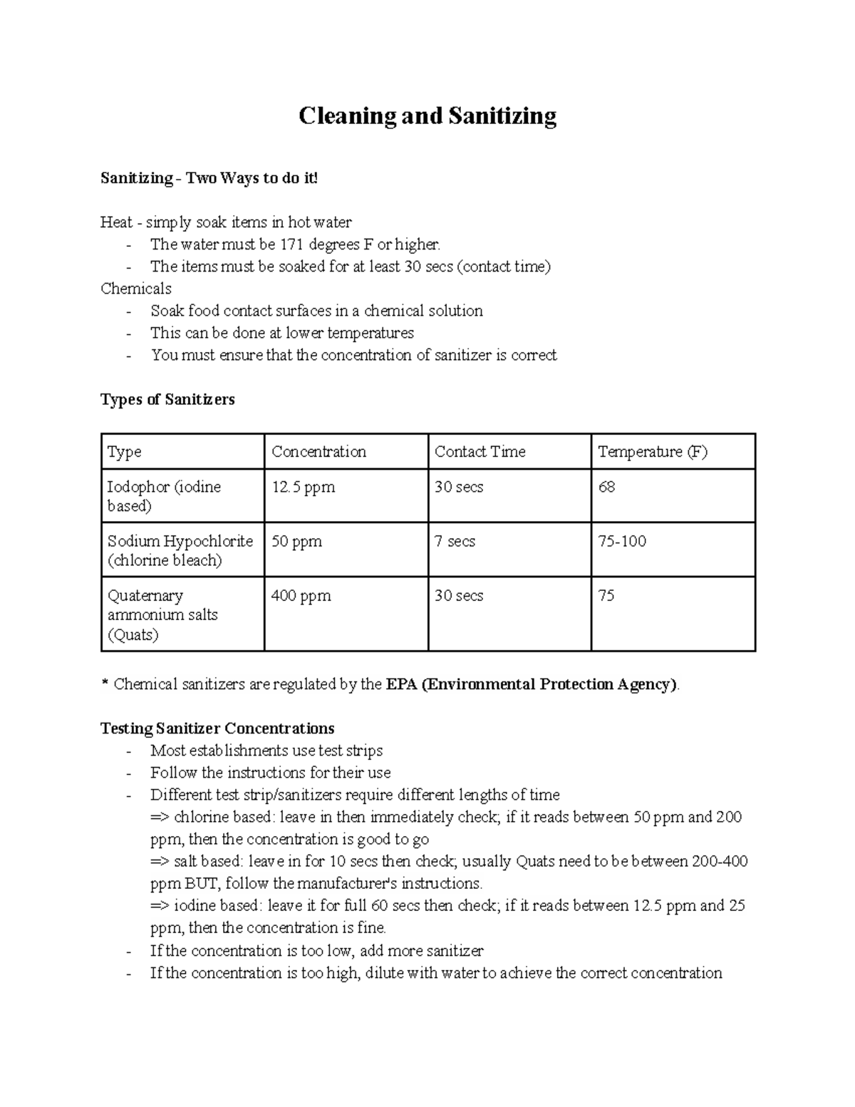 Cleaning and Sanitizing Cleaning and Sanitizing Sanitizing Two Ways to do it! Heat simply