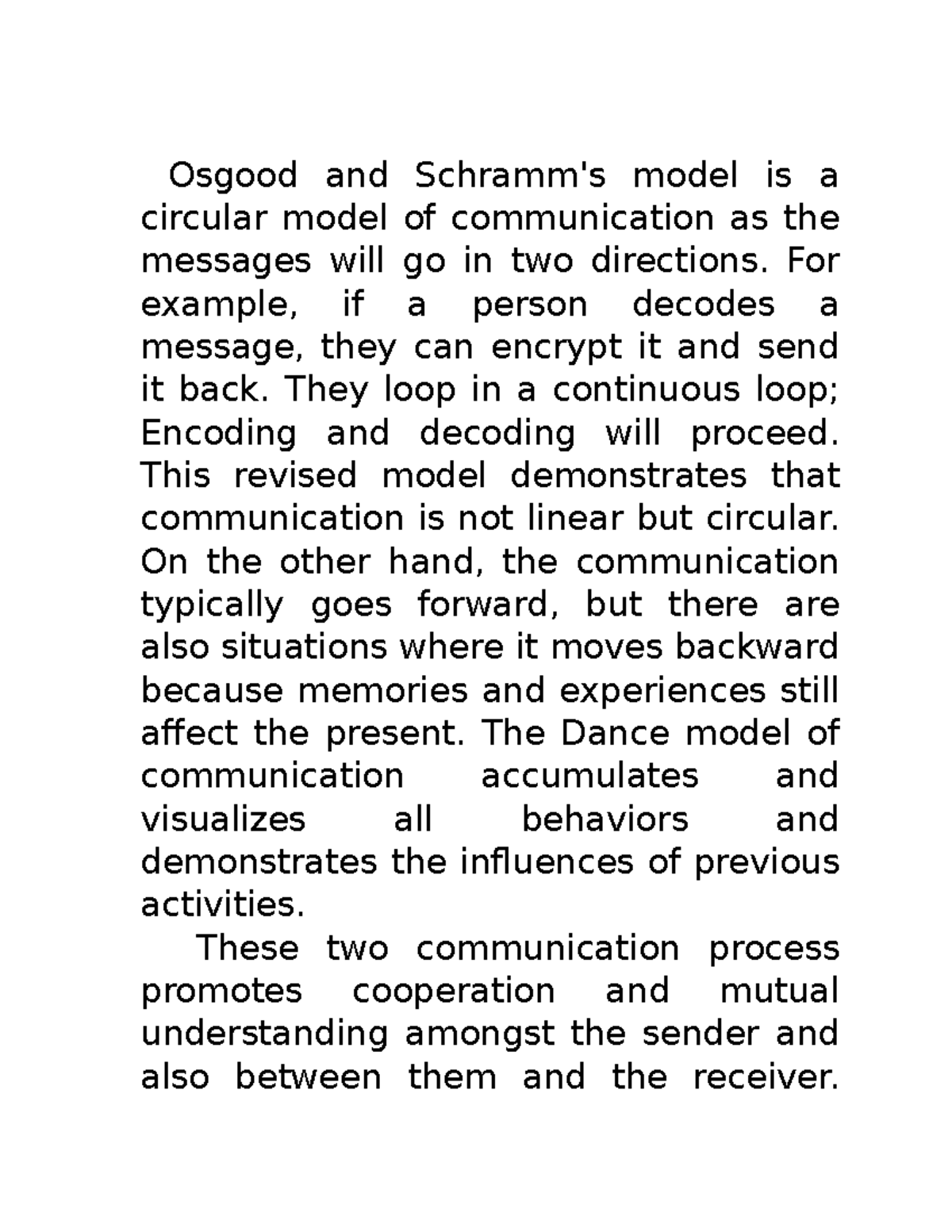 Osgood and Schramm Grade 12 Osgood and Schramm's model is a