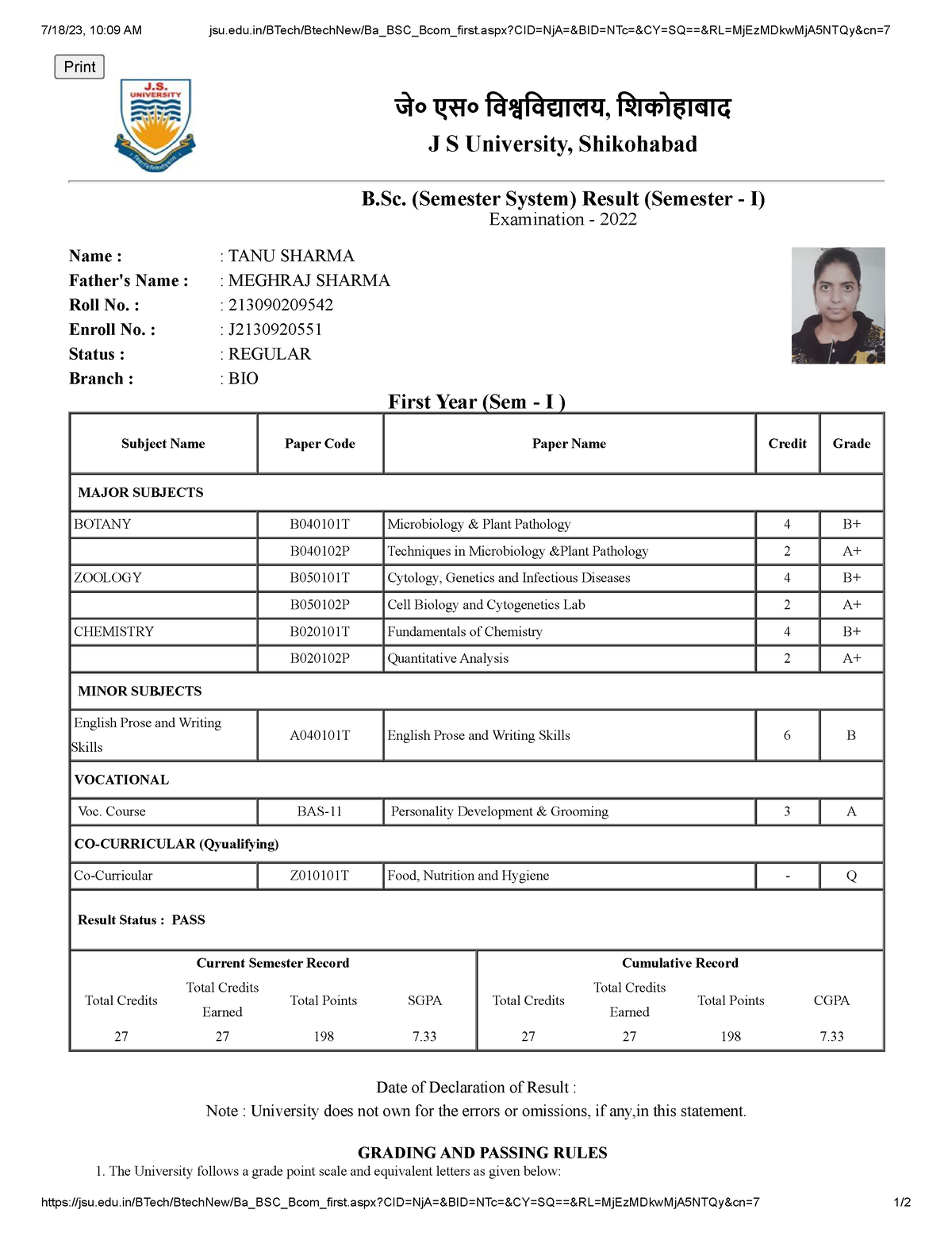 Bsc 1 Sem - Fff - B.tech - AKTU - Studocu