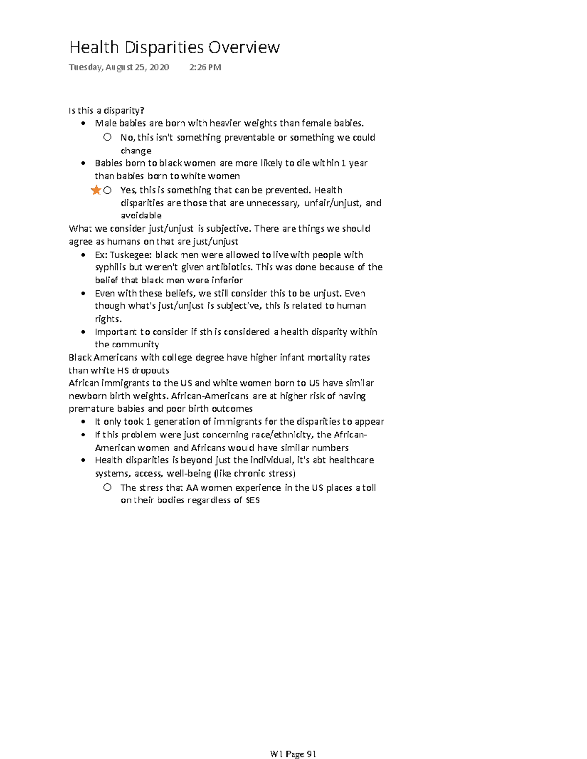 Week 1 Health Disparities Overview Lecture Is this a disparity? Male