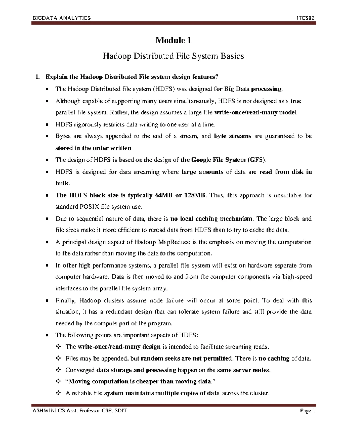 Notes 4free-big-data - Big Data Analytics( 15CS82) Module I MODULEl ...