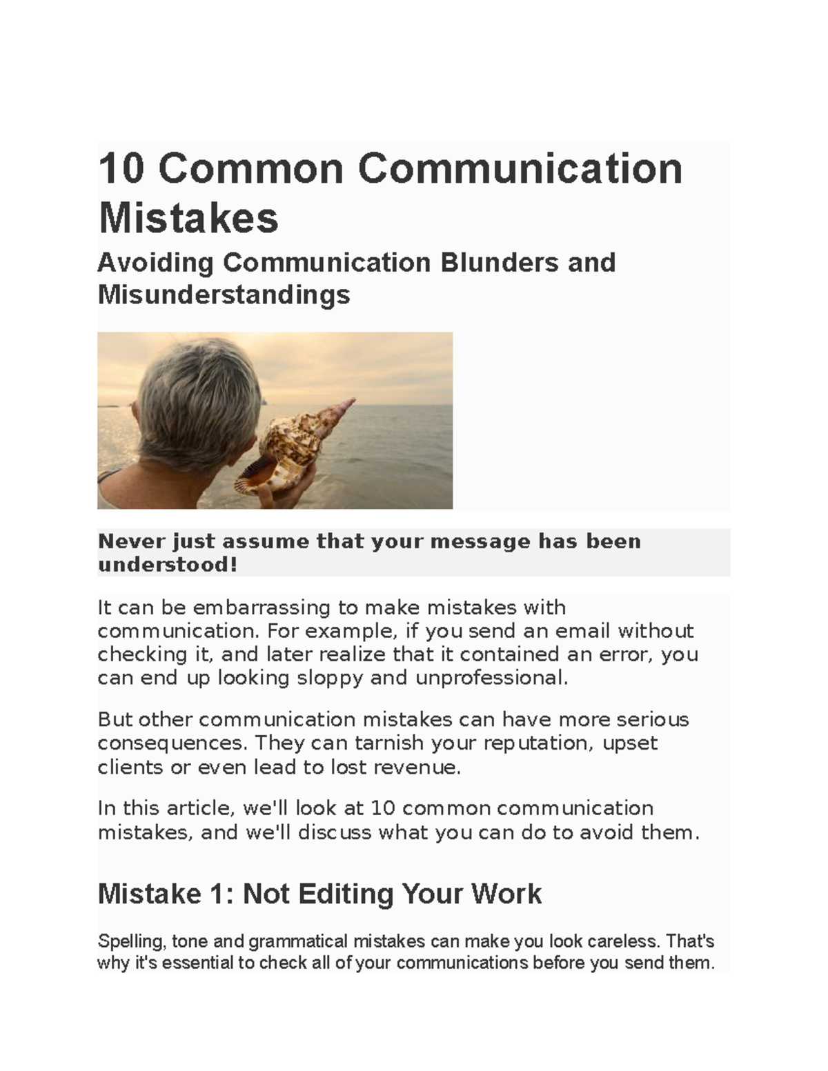 Article - 10 Common Communication Mistakes - 10 Common Communication ...