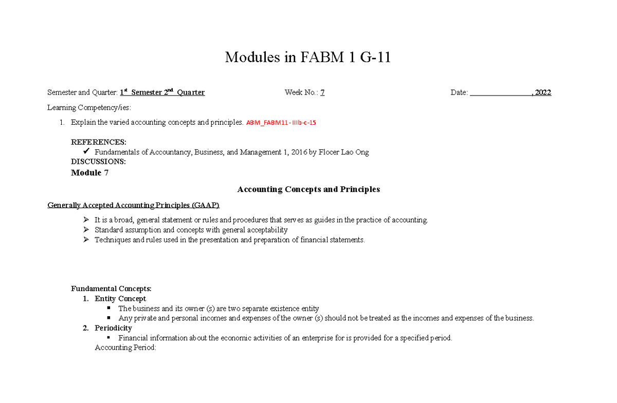 FABM 1 Module 7 Week 7 - ABM - Modules In FABM 1 G- Semester And ...