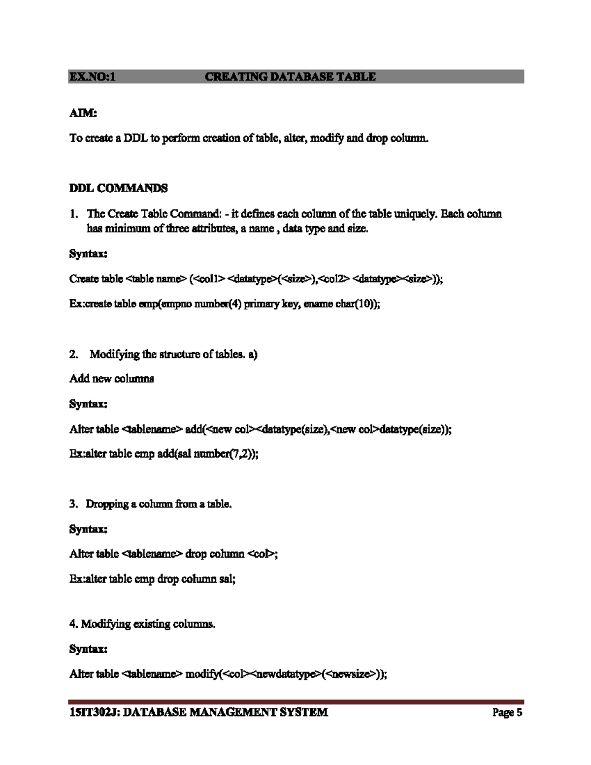 DBMS Lab - All DBMS Lab Records - Database Management Systems - Studocu