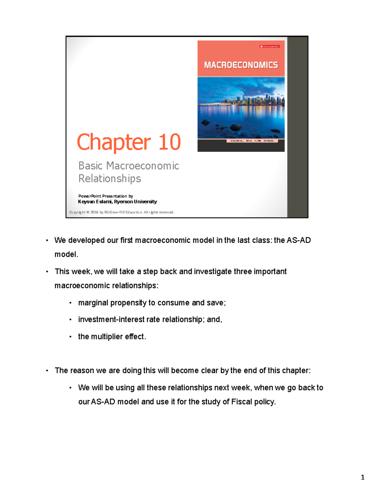 Chapter 10 (Lecture Notes) - Chapter 10 Basic Macroeconomic ...