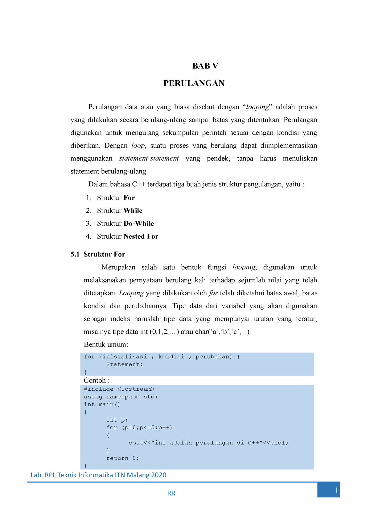 BAB V - Kumpulan Catatan Bab 5 - Lab. RPL Teknik Informatika ITN Malang ...