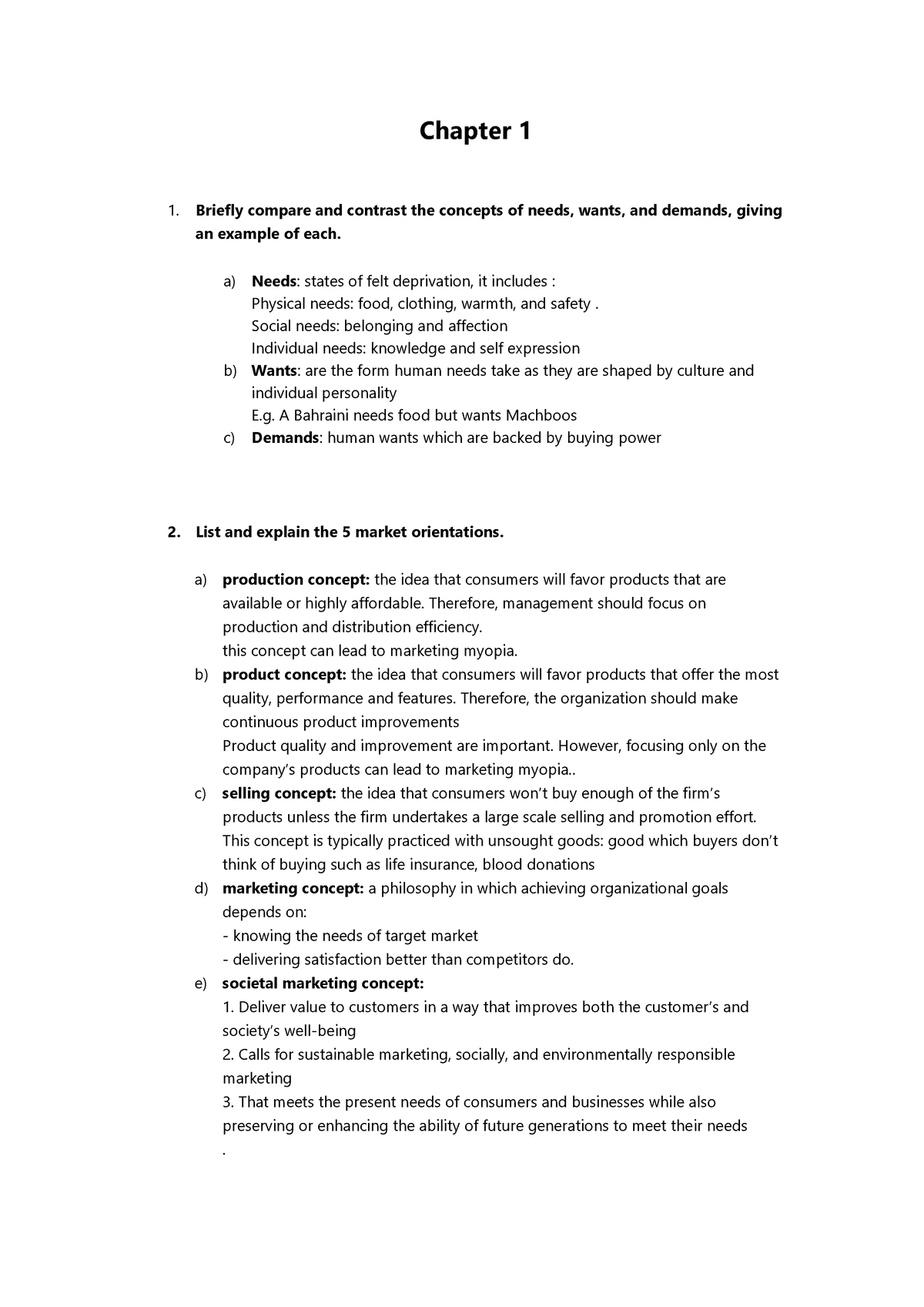 Chapter 1 - Chapter 1 Briefly compare and contrast the concepts of ...