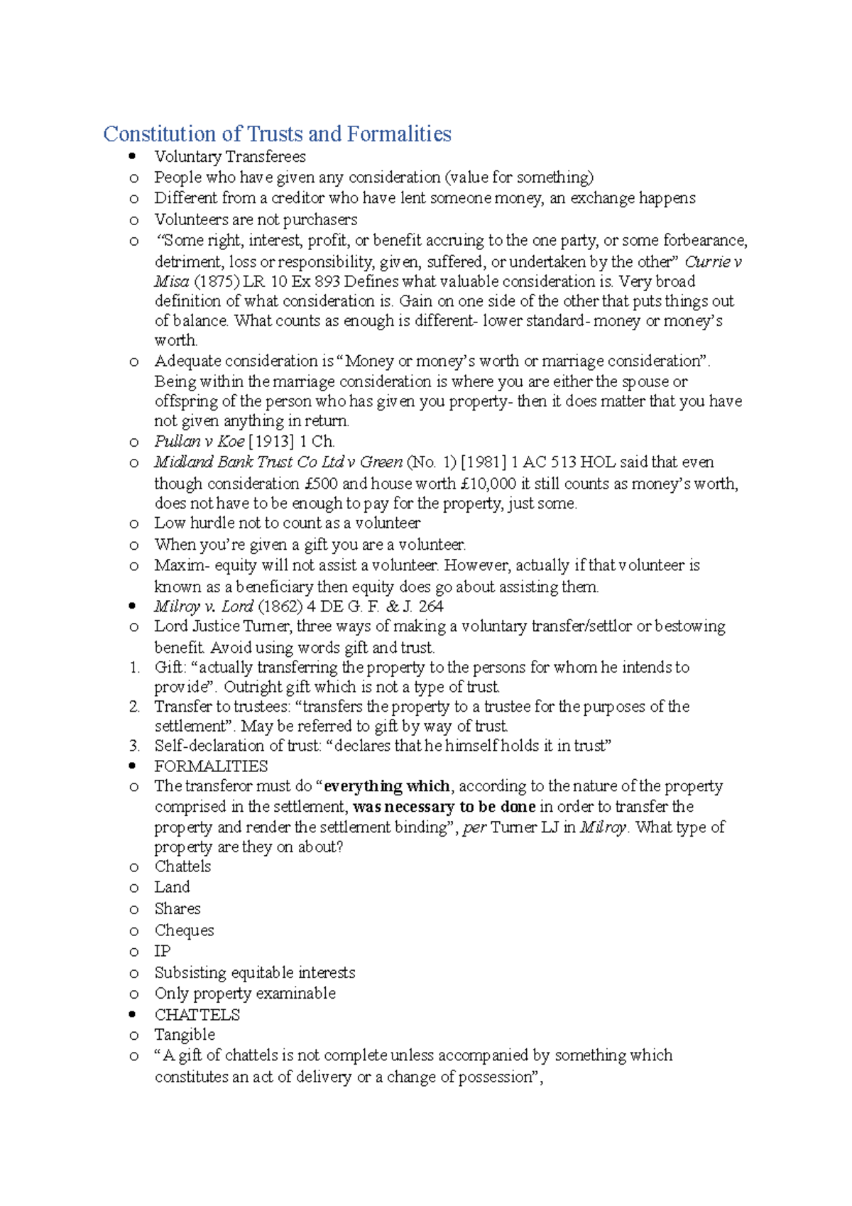 Constitution of Trusts and Formalities - Constitution of Trusts and ...