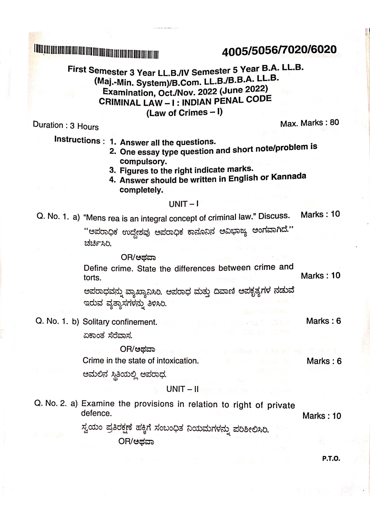 IPC Old Question Paper From 2018 to 2022 - Llb 3 years - Studocu