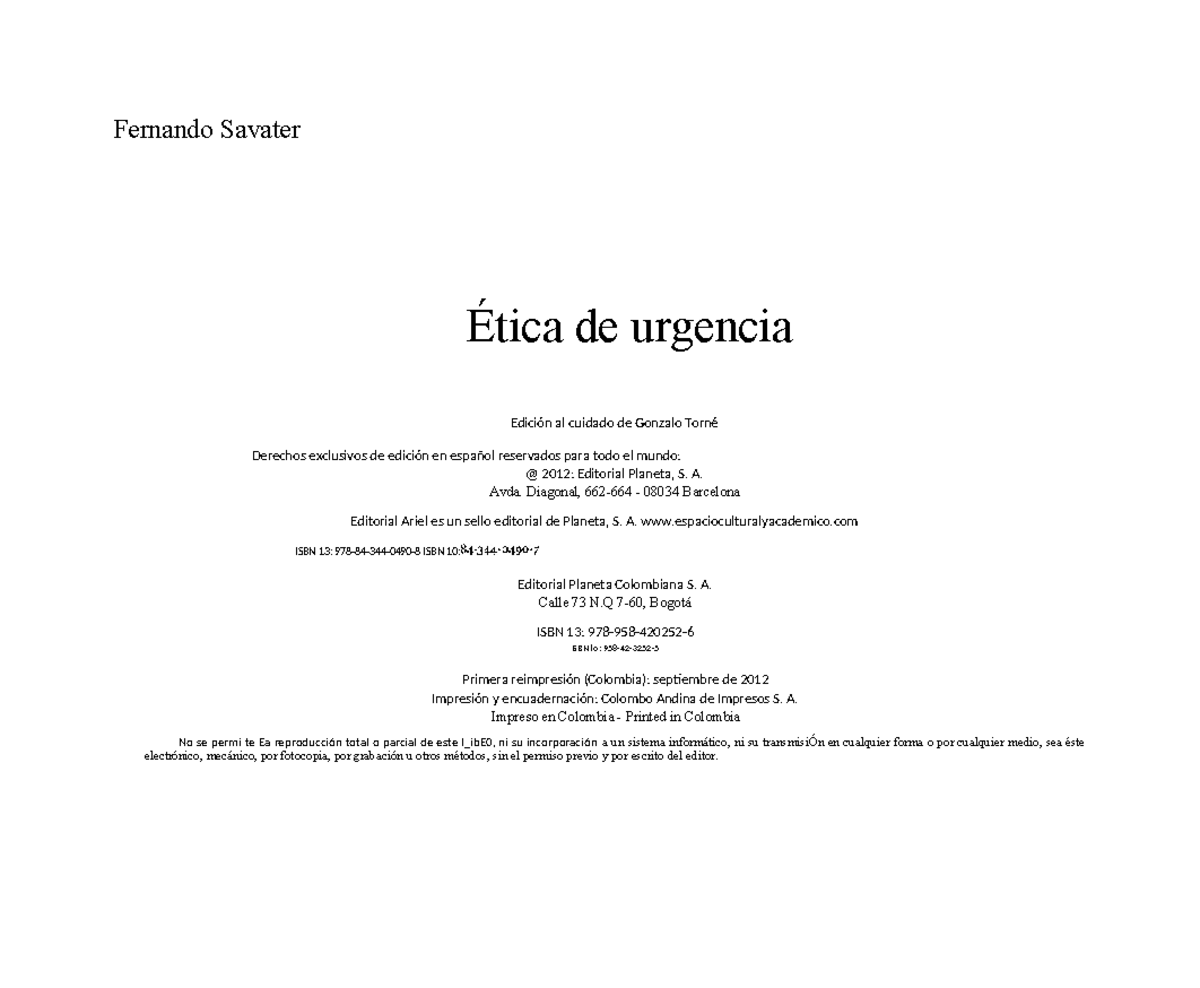 La libertad Savater, Fernando 2012 tica de urgencia - Fernando Savater ...