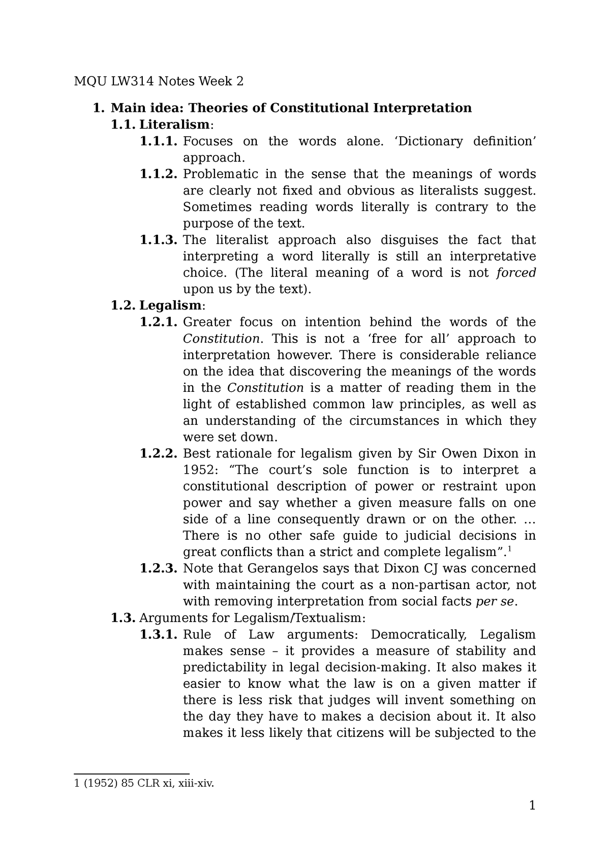 mqu-lw314-notes-week-2-main-idea-theories-of-constitutional-interpretation-1-literalism-1-1