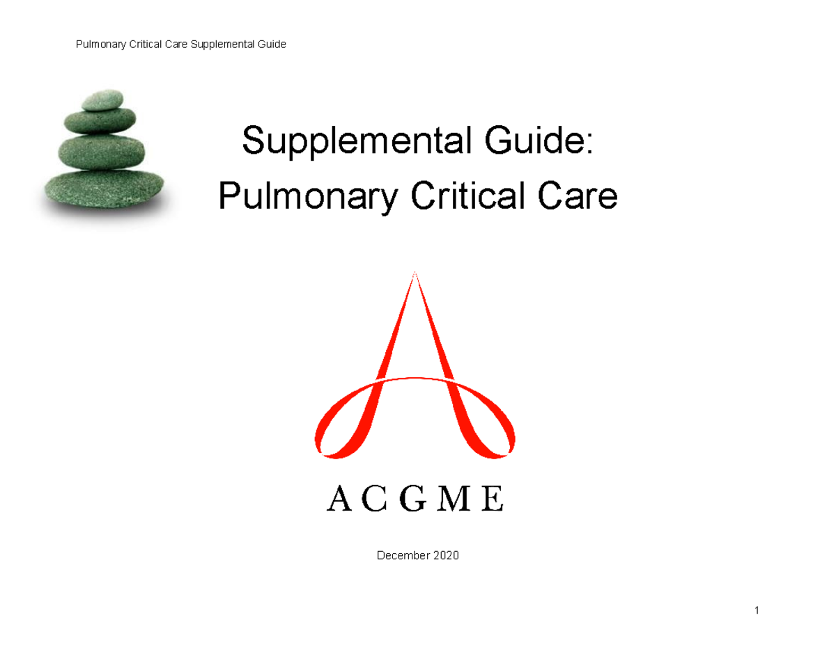 Pulmonarycriticalcaresupplementalguide - Supplemental Guide: Pulmonary ...