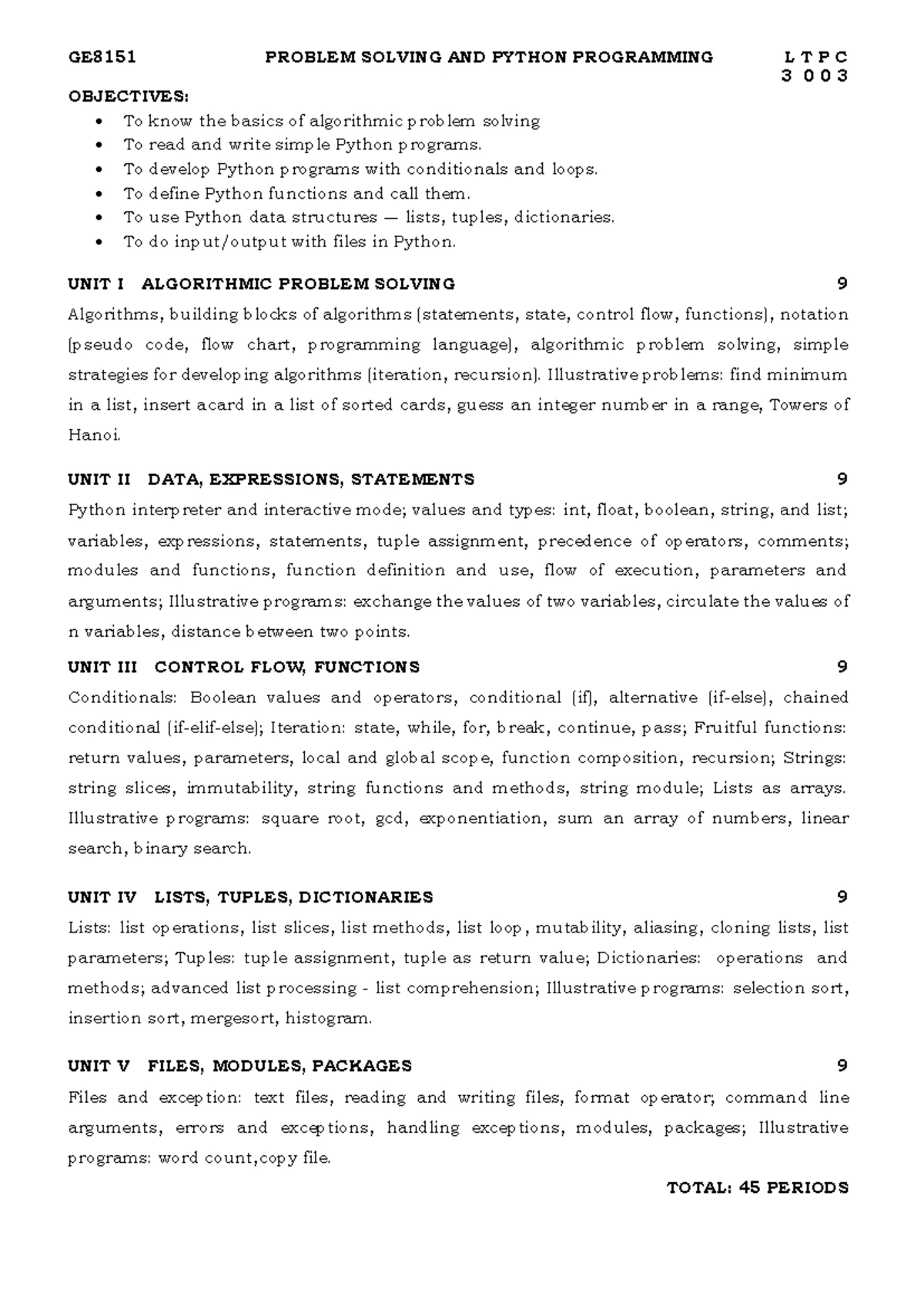 GE8151 Problem Solving and Python Programming - 01- By Learn ...