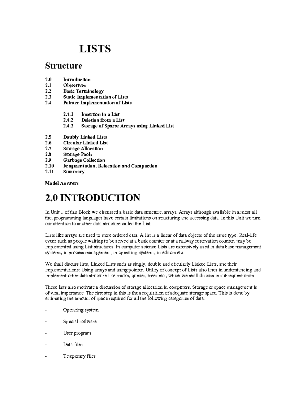 Non linear data structure - LISTS Structure 2.02 IntroductionObjectives ...