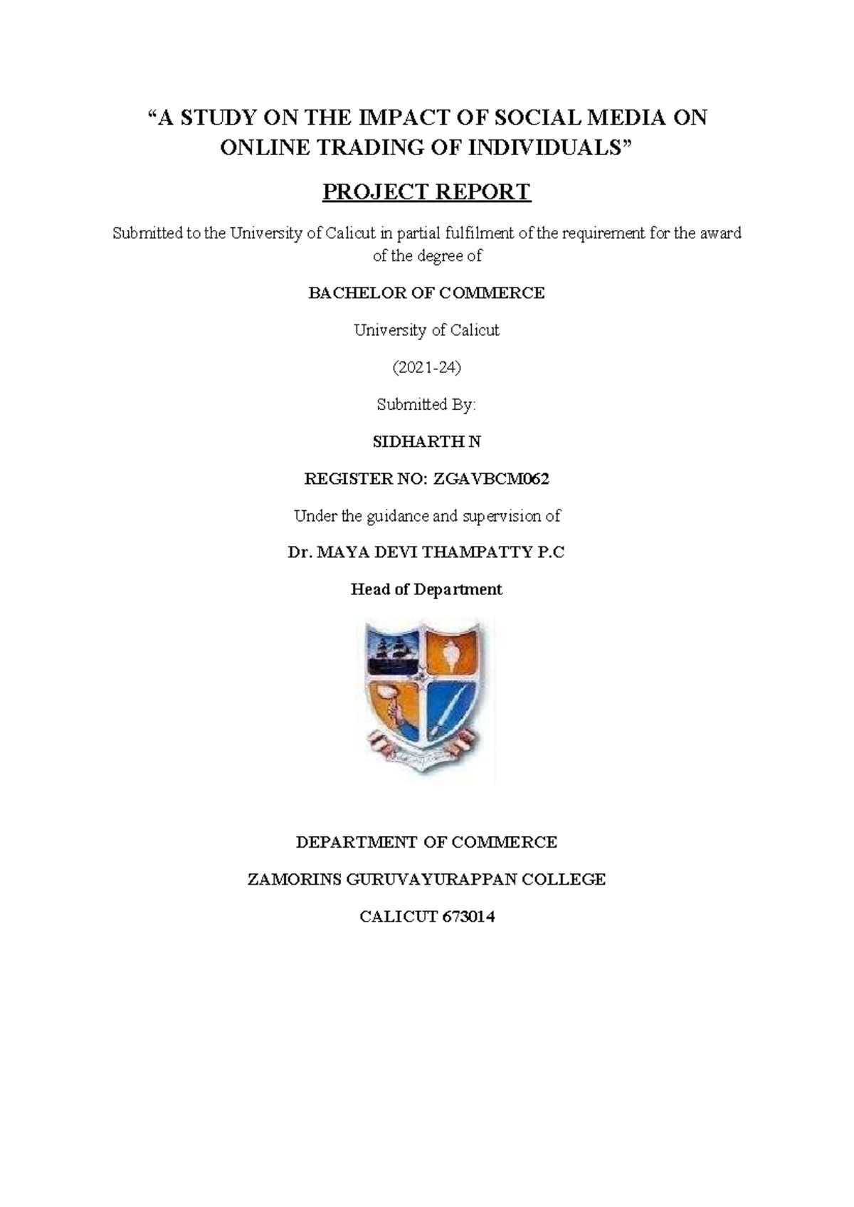 Social media marketing - “A STUDY ON THE IMPACT OF SOCIAL MEDIA ON ...