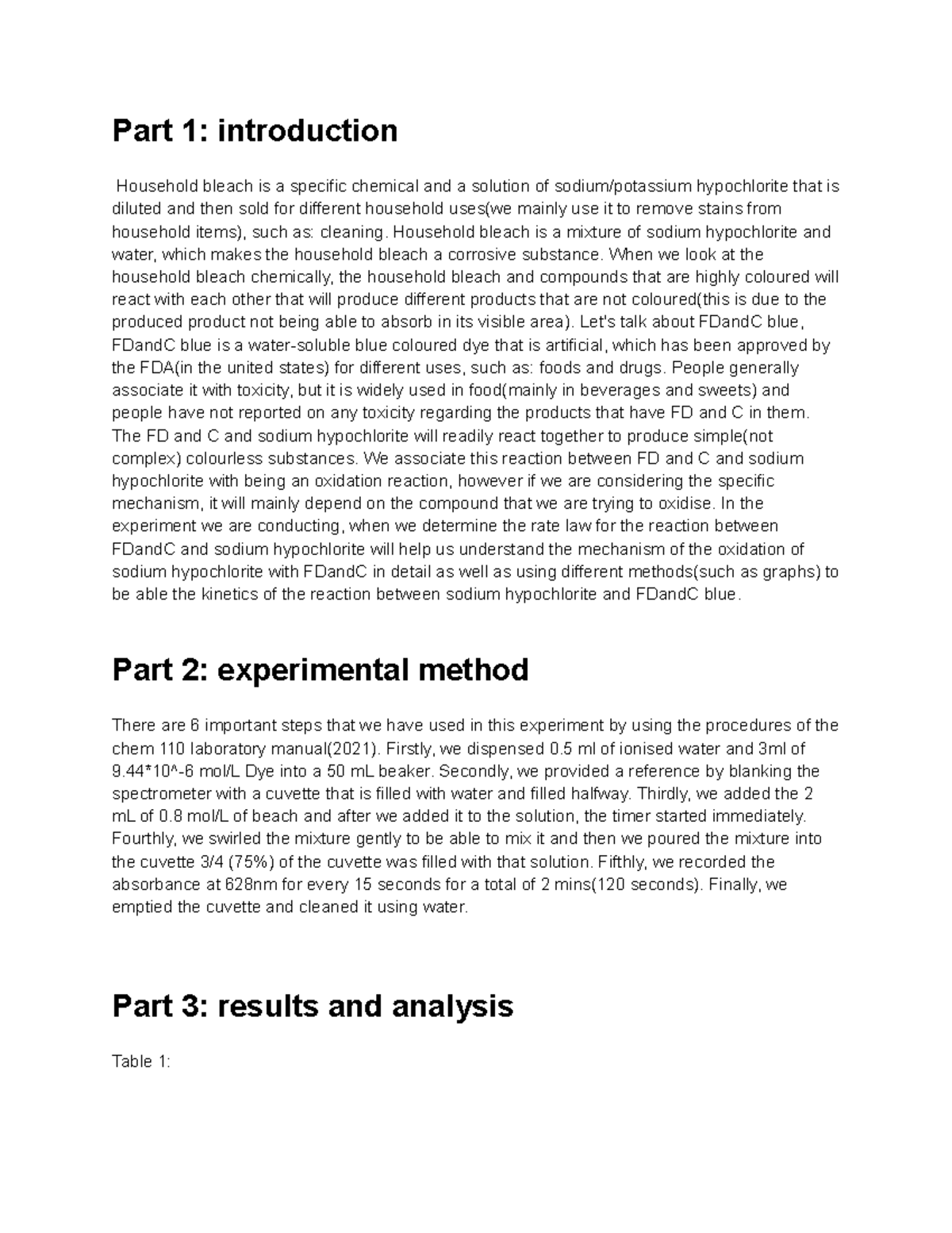 Chem 110 Lab 4 - Lab 4 - Chemistry Of The Living World - AucklandUni ...