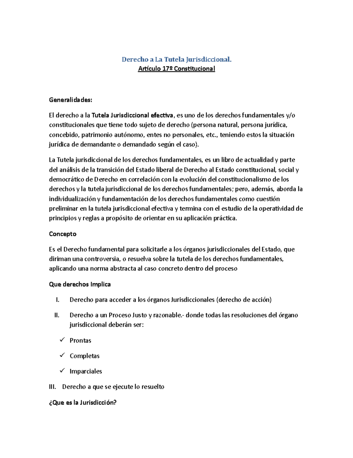 Derecho A La Tutela Jurisdiccional (art 17) - Derecho A La Tutela ...