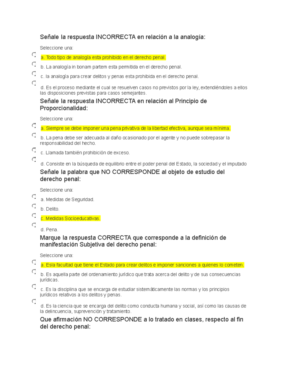 Derecho Parcial Se Ale La Respuesta Incorrecta En Relaci N A La