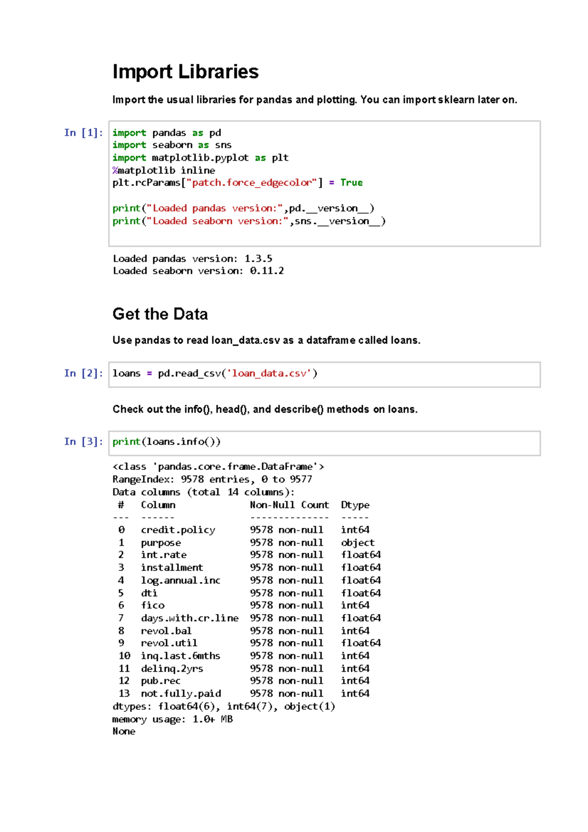 Assignment 2 loan transaction - Import Libraries Import the usual ...