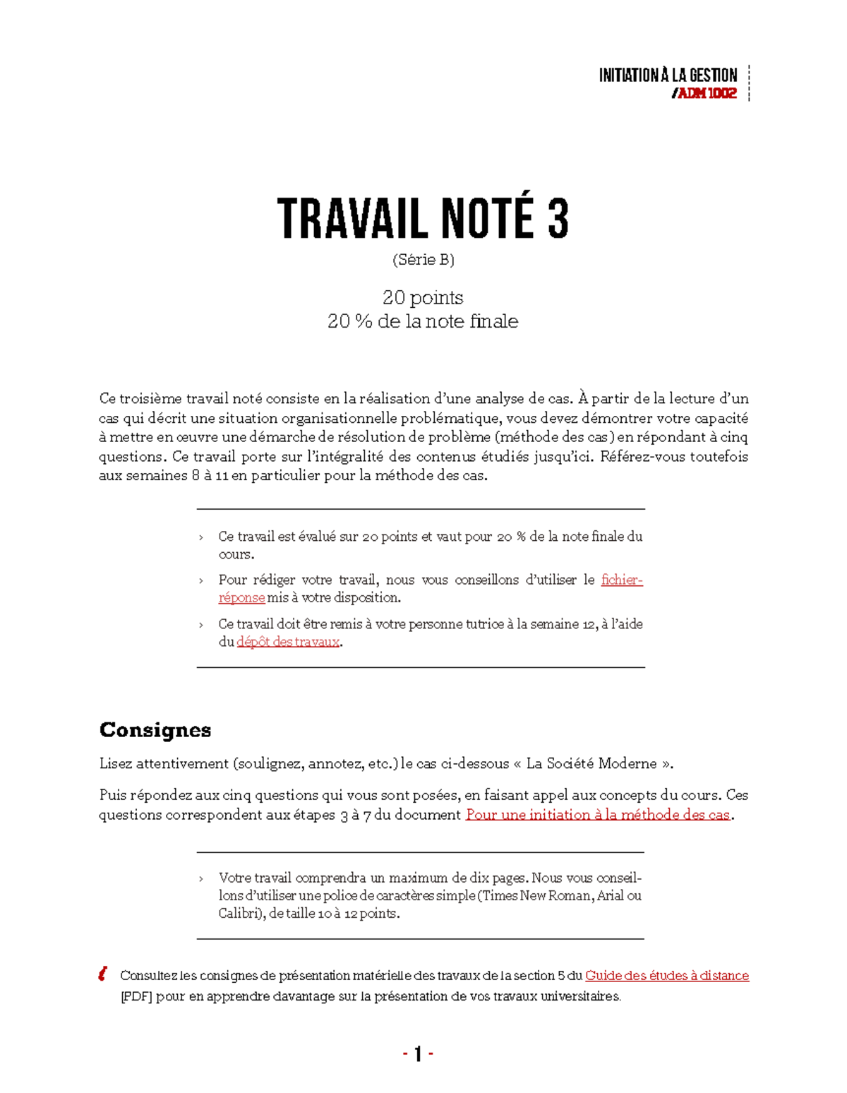 ADM1002 TN3 Serie B - Exercice D'entrainement - Ce Troisième Travail ...