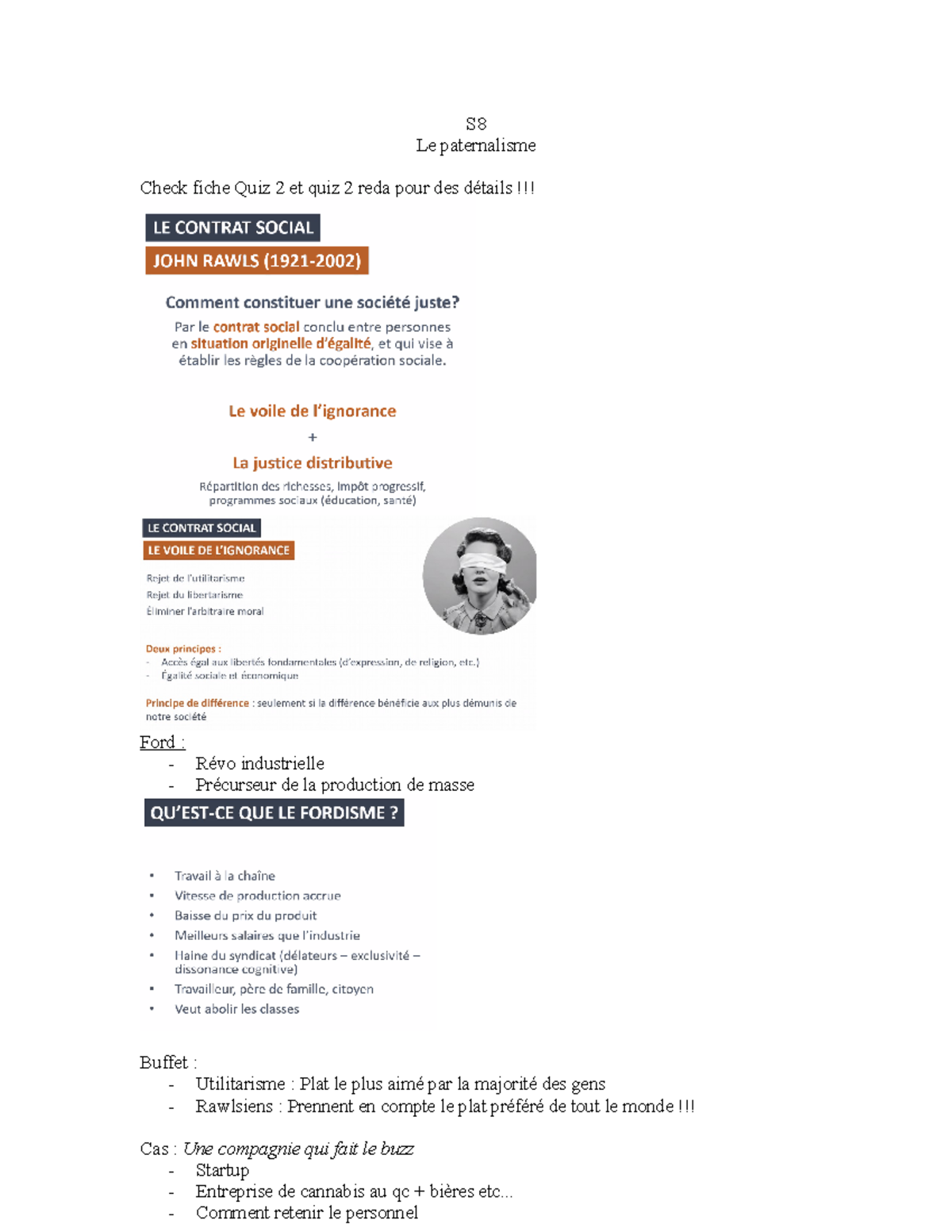 S8 Éthique Séance 8 S Le paternalisme Check fiche Quiz 2 et quiz 2