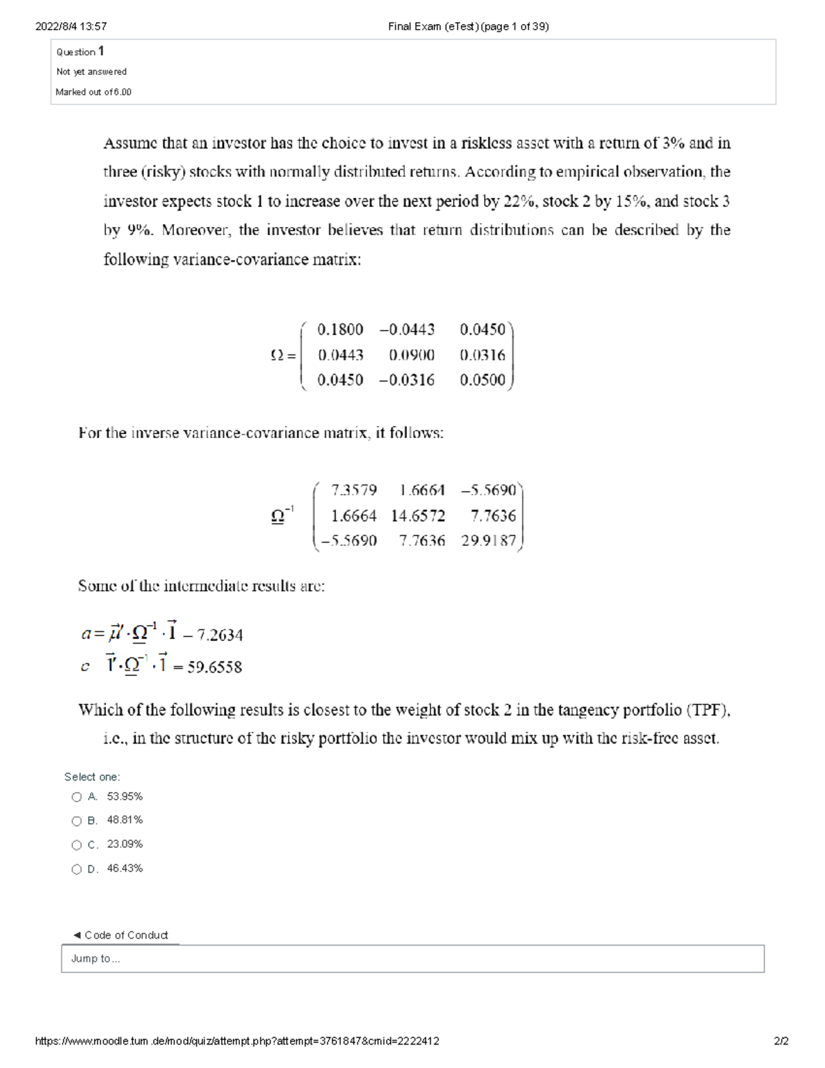 Asset Management S22 (Online Exam) - - Studocu
