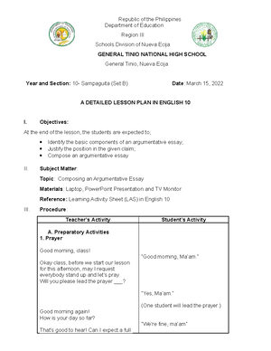 Paragraph Writing - This is a semi-detailed lesson plan in English 8 ...
