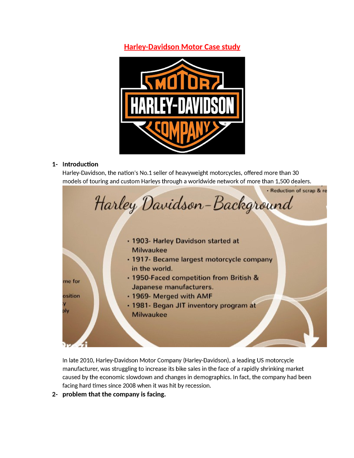 harley davidson jit case study ppt