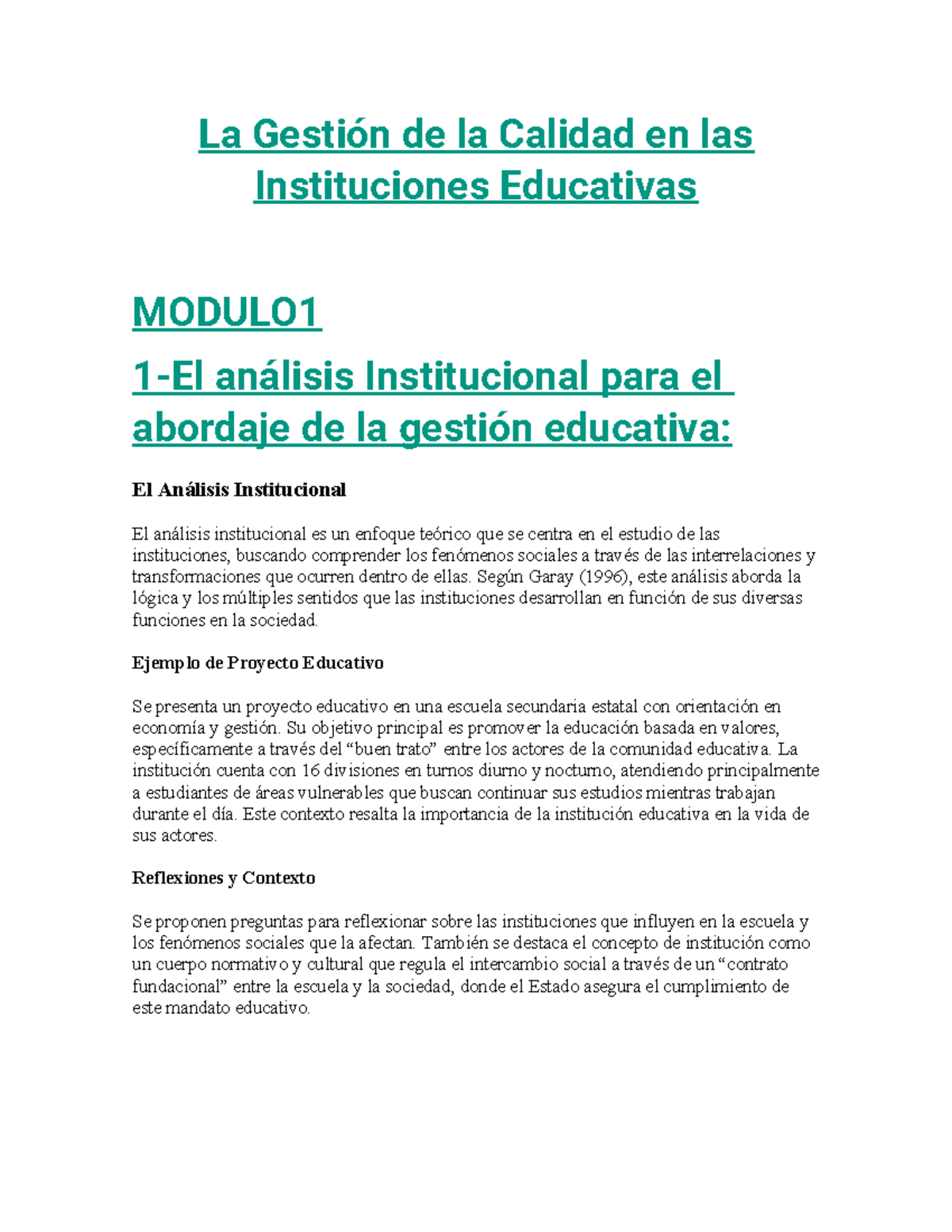 La Gestión de la Calidad en las Instituciones Educativas - La Gestión ...