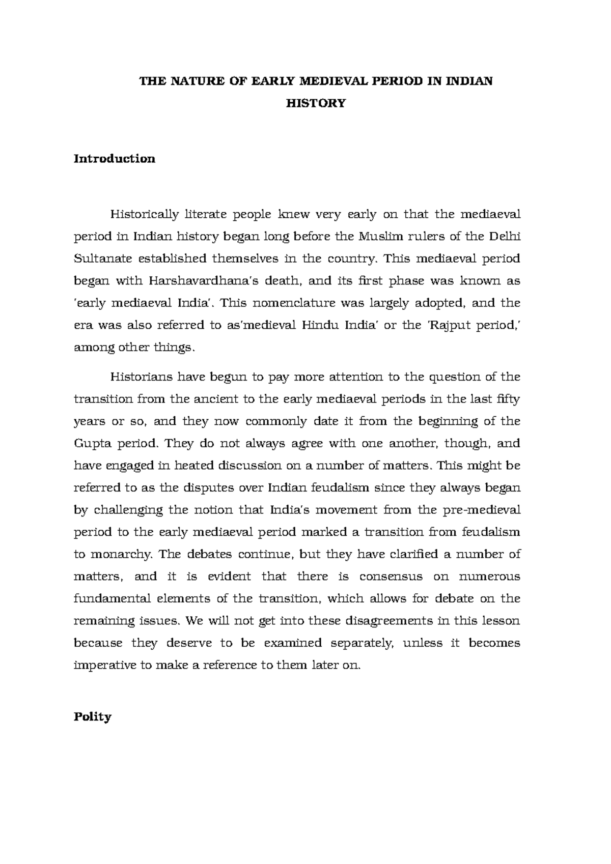 The Nature of early medieval period in Indian History - History Of ...