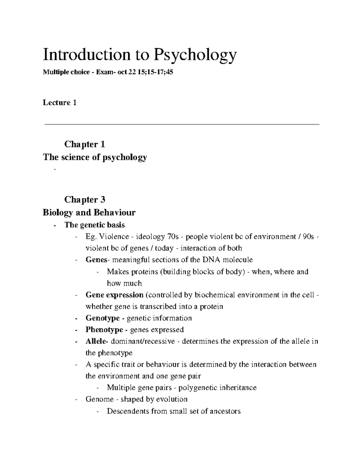 Introduction To Psychology - Introduction To Psychology **Multiple ...