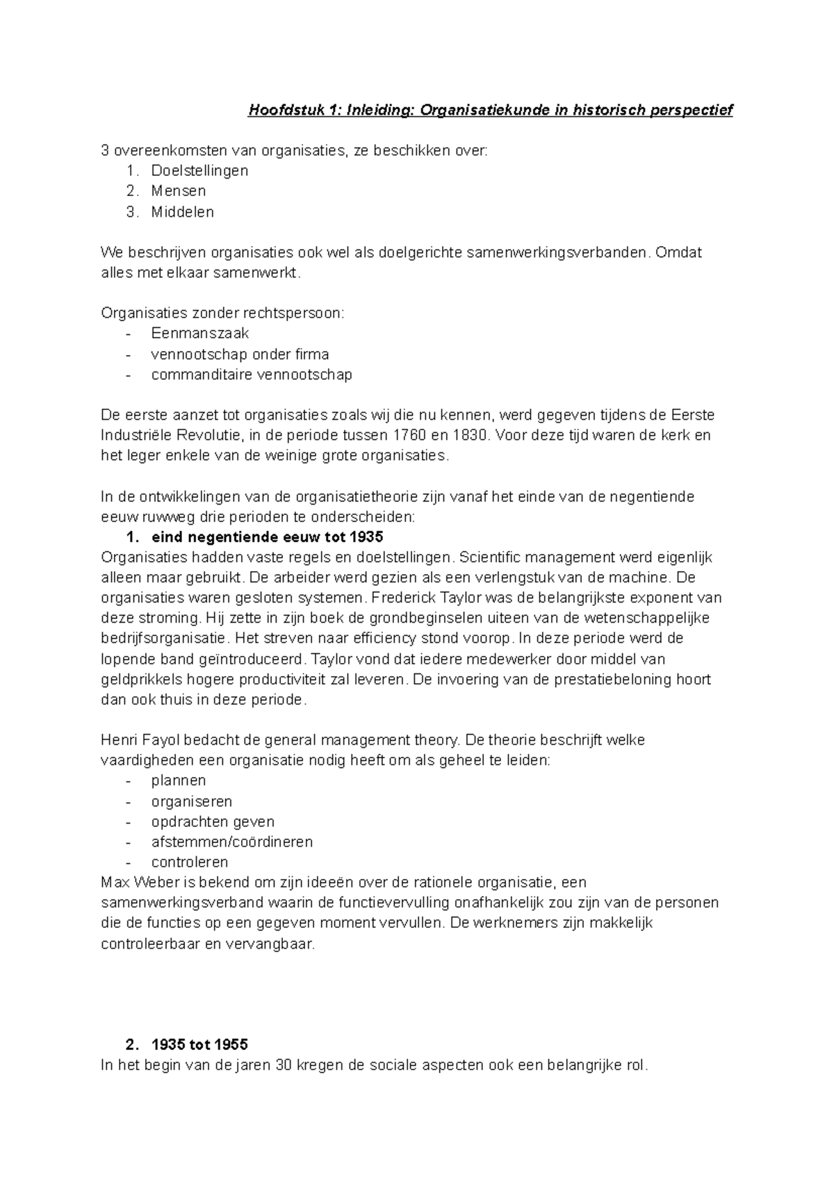 OK: Samenvatting - Inleiding Organisatiekunde - Hoofdstuk 1: Inleiding ...