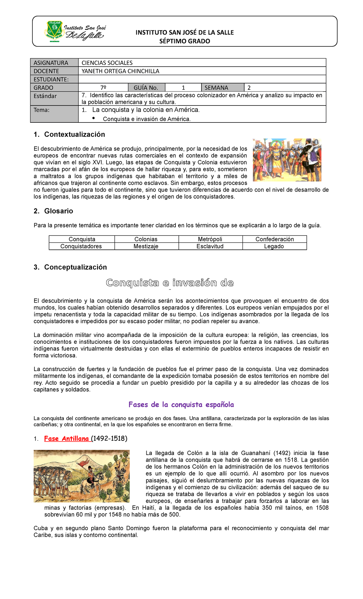 Gu A A 7A Semana 2 Conquista De Am A Rica - SÉPTIMO GRADO 1 ...